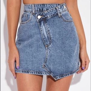 Asymmetrical denim skirt